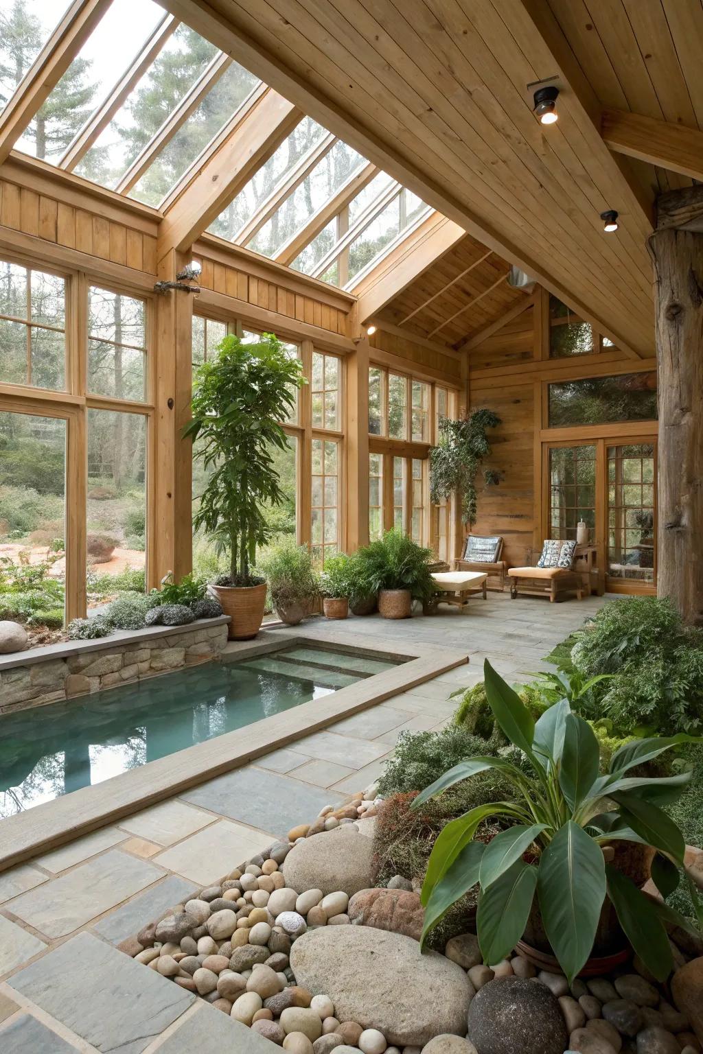 Enhance tranquility with nature-inspired pool house design