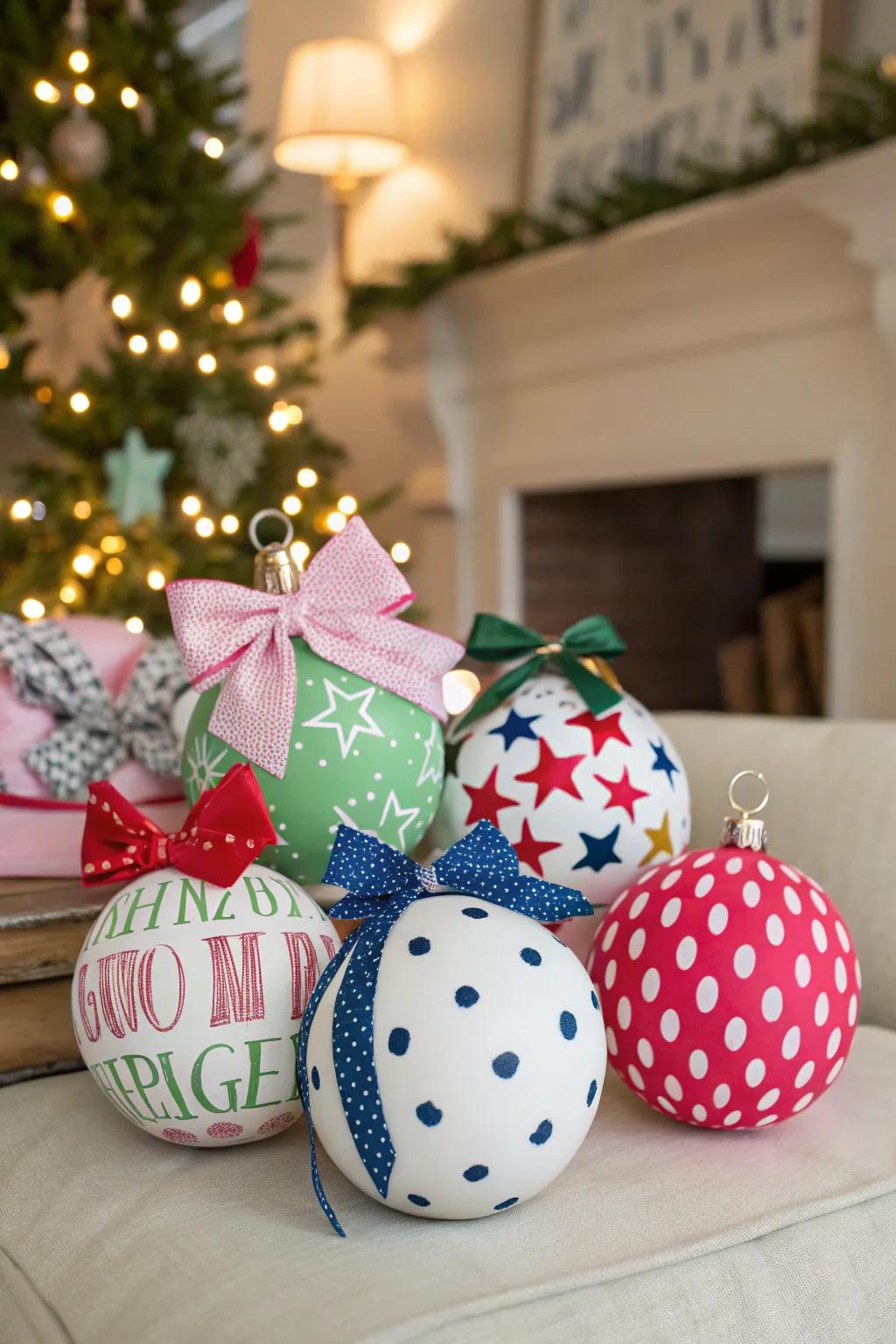 A diverse collection of preppy Christmas ornaments.