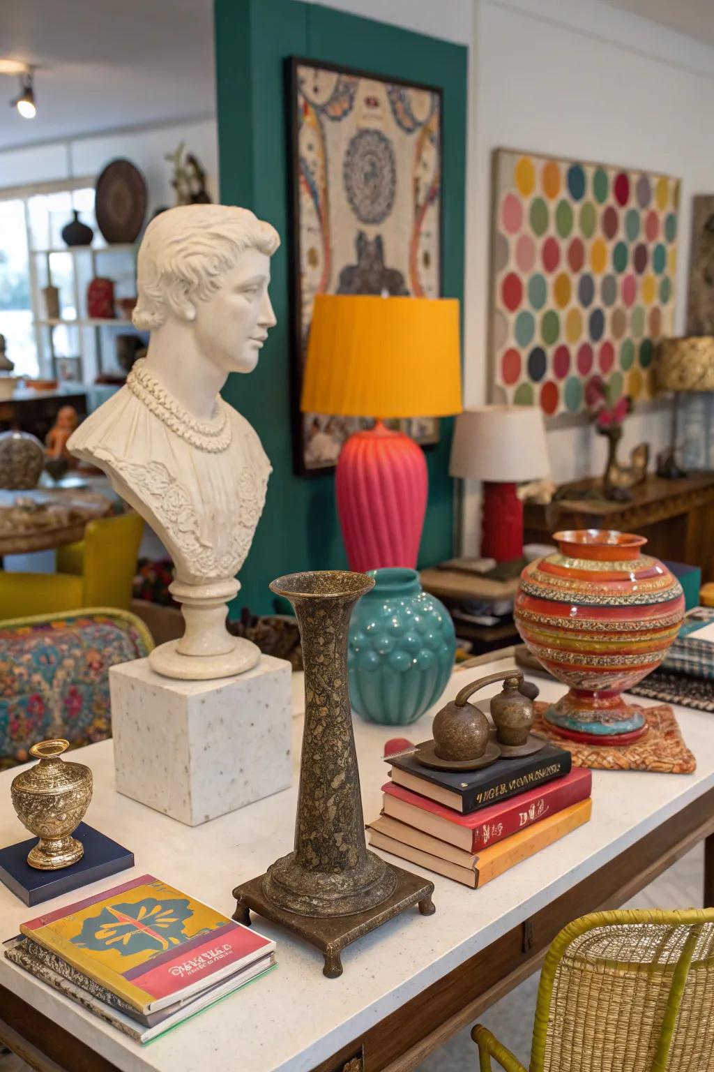 An eclectic mix can add character and richness to your displays.