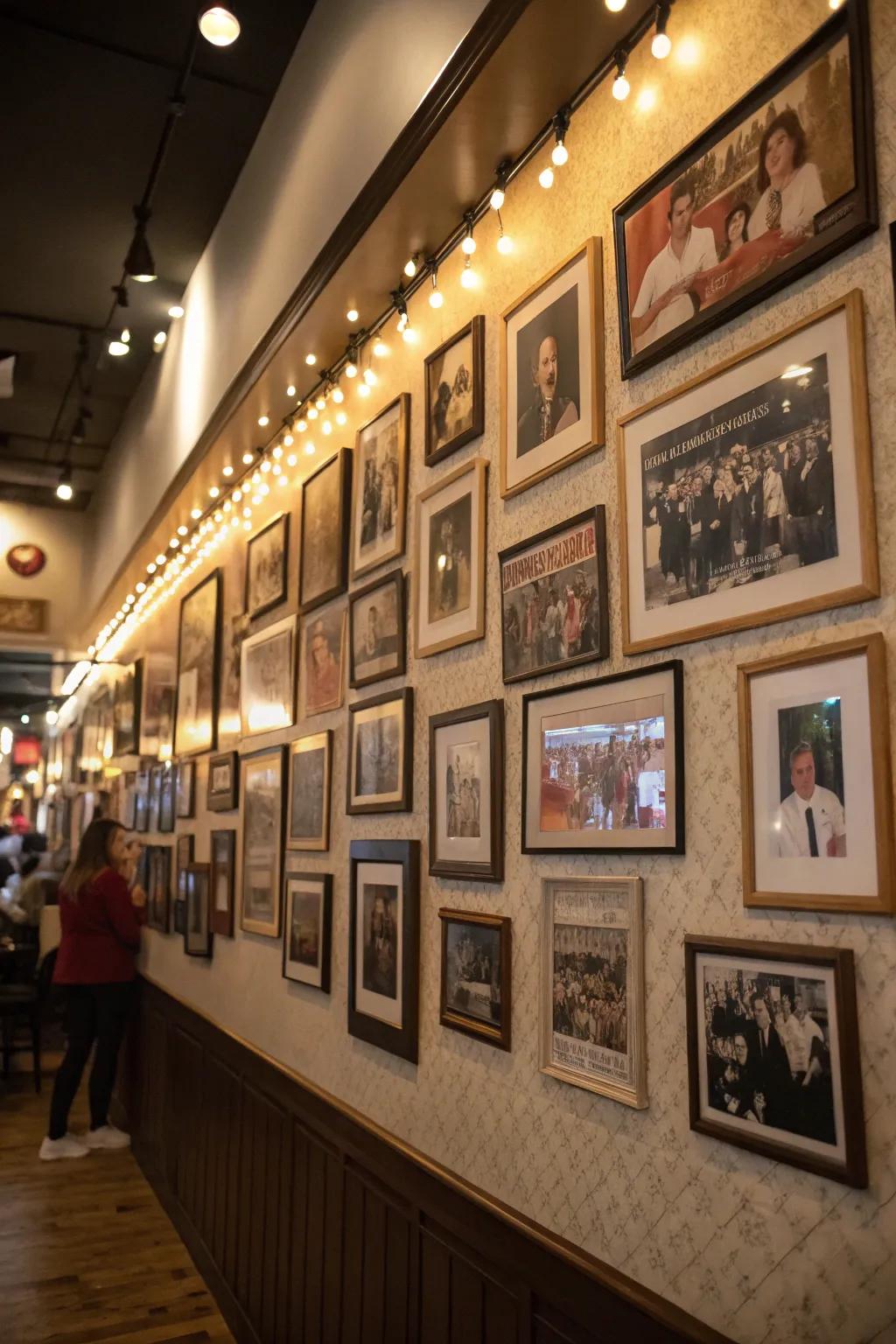 A photo display celebrating shared memories.