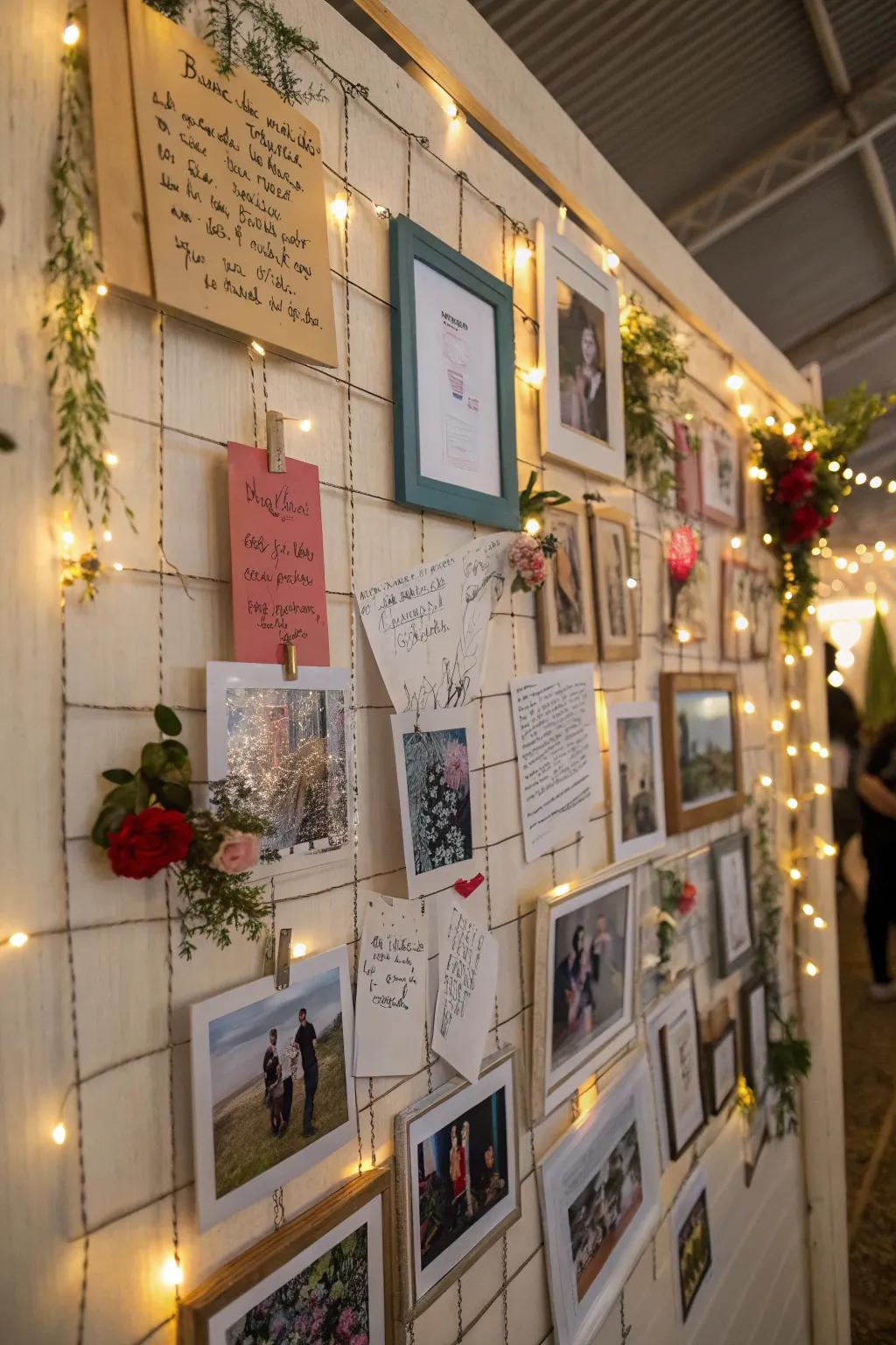 A memory wall celebrating the retiree's impact on family and friends.