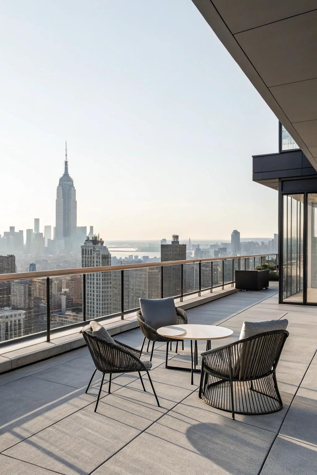 A minimalist design brings clarity and peace to a rooftop space.