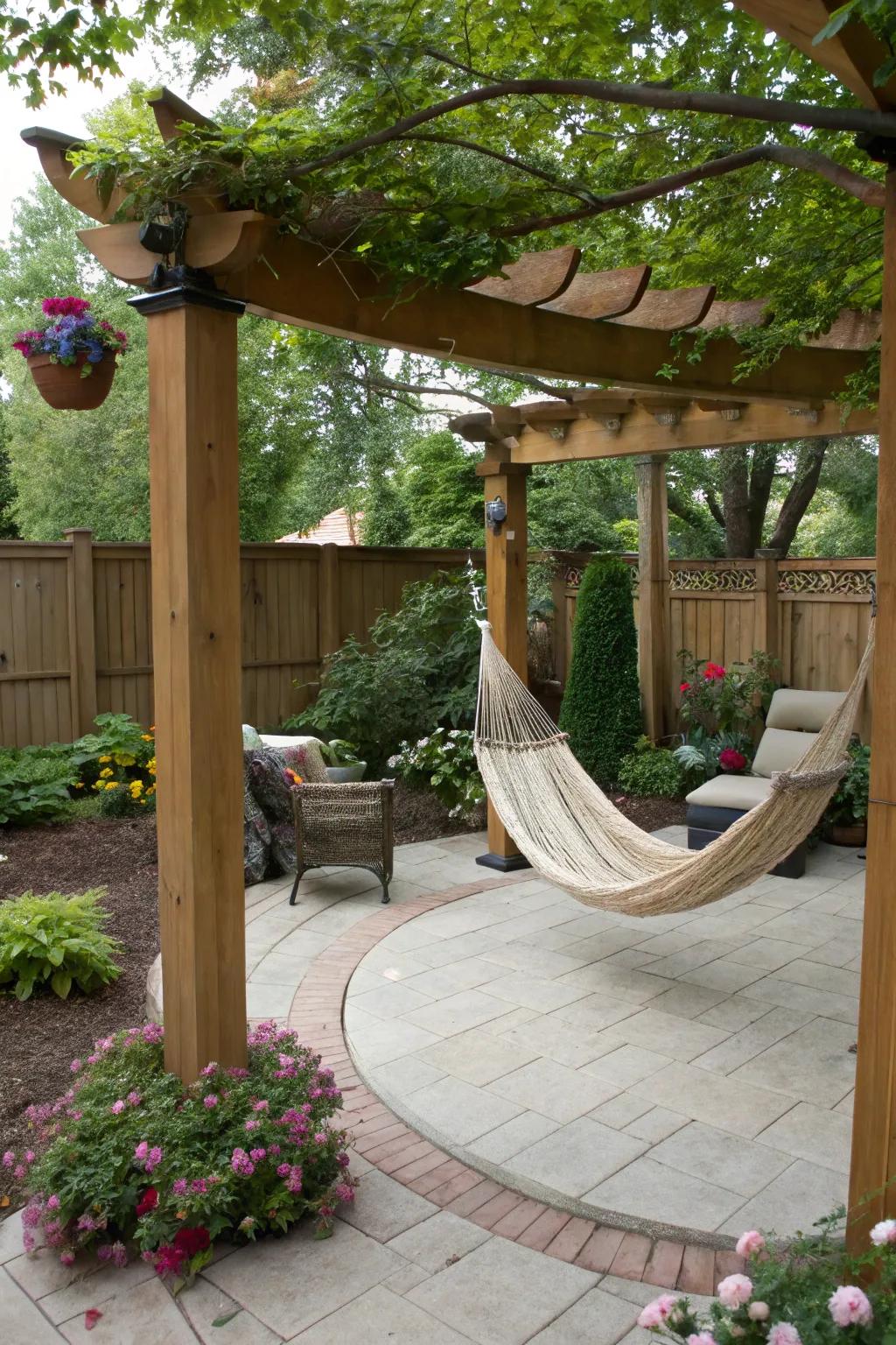 A hammock transforms your patio into a relaxation haven.