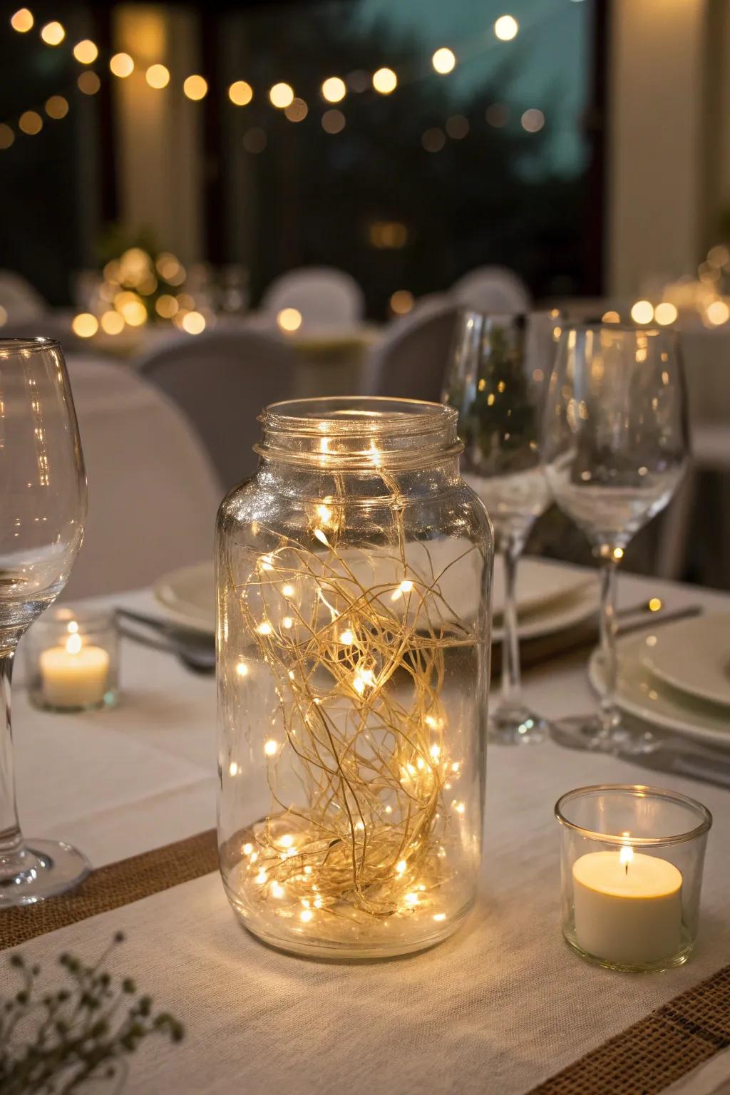 Whimsical fairy lights create a magical atmosphere for your table.