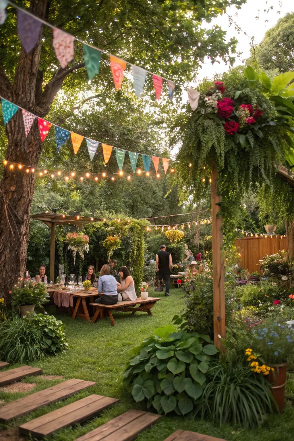 Bring the outdoors in with lush greenery accents for your party.