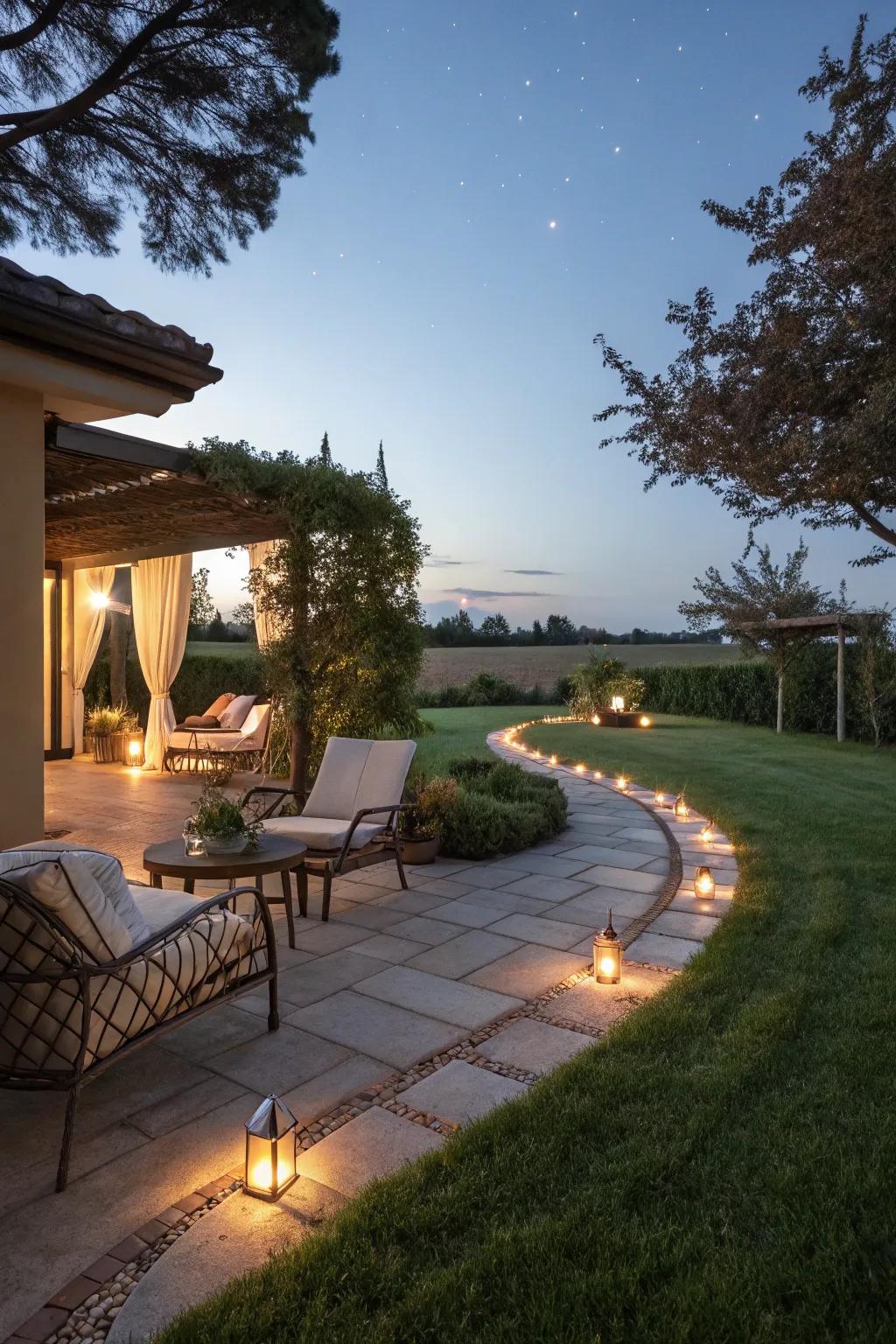 Pathway lights illuminate your garden paths beautifully.