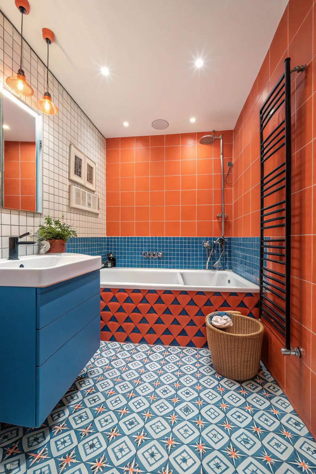 A vibrant tub deck with bold colors that create a lively atmosphere.