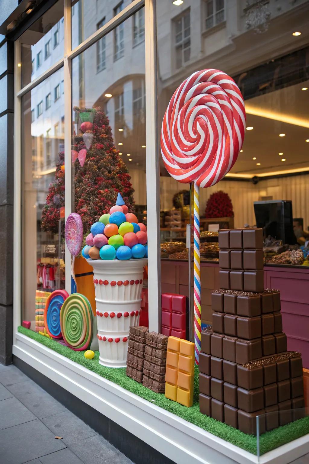 A candy-themed display that brings a playful sweetness to Valentine's Day.