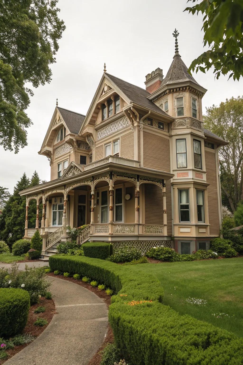 Modern neutrals blend beautifully with traditional Victorian elements.