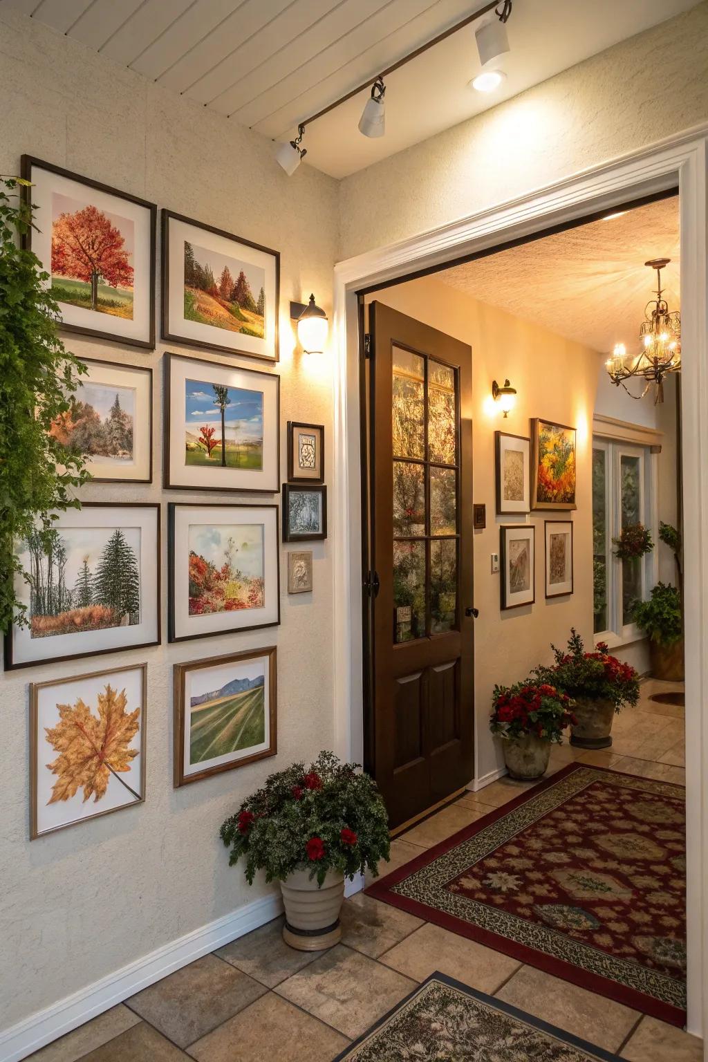 Seasonal art keeps the decor fresh.