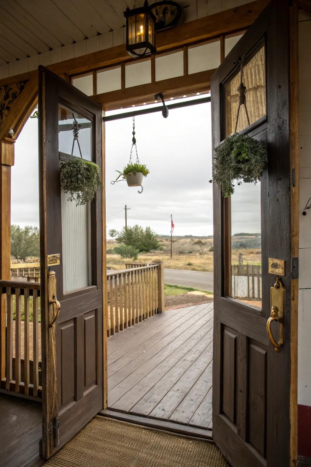 Saloon-style doors add a playful western twist.