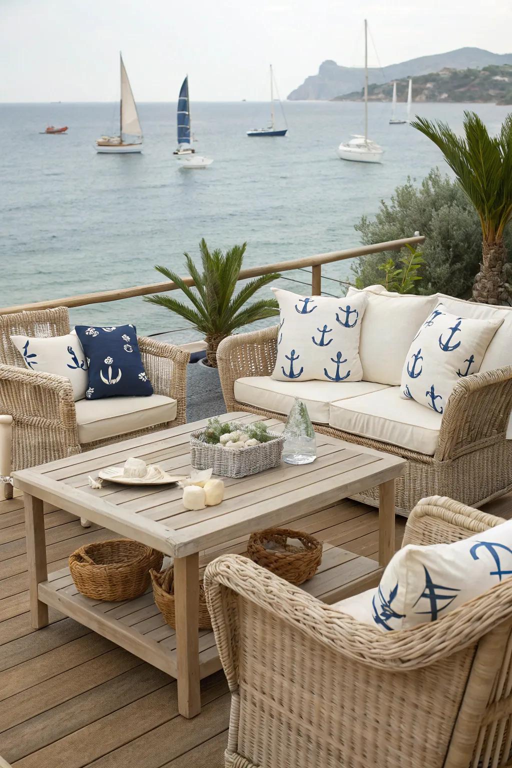 Bringing the beach home with a coastal-themed patio.