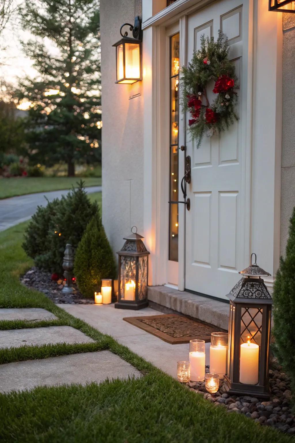 Lanterns create a warm, magical atmosphere.