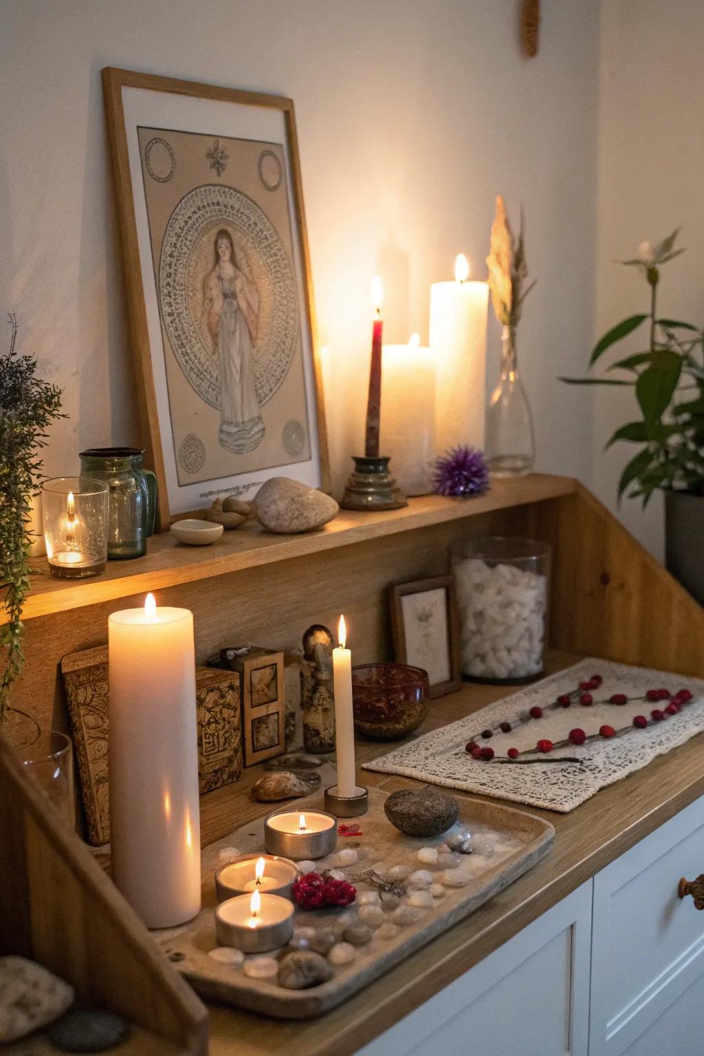 A personal altar for meditation and spellwork.