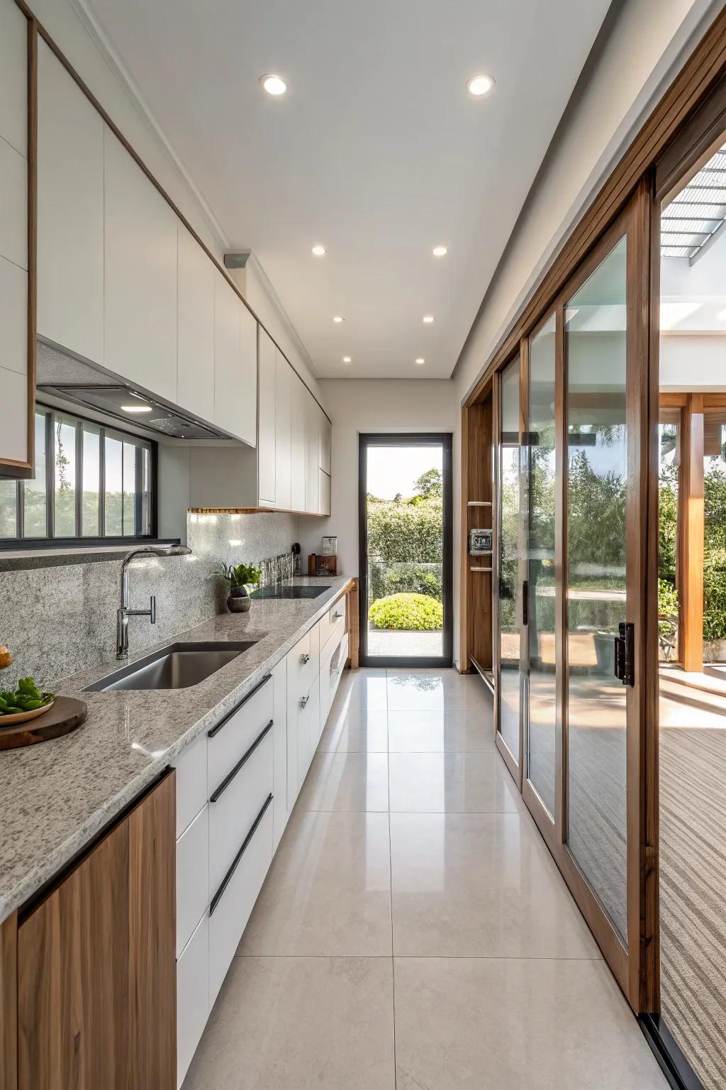 Sliding doors save space and provide easy access.