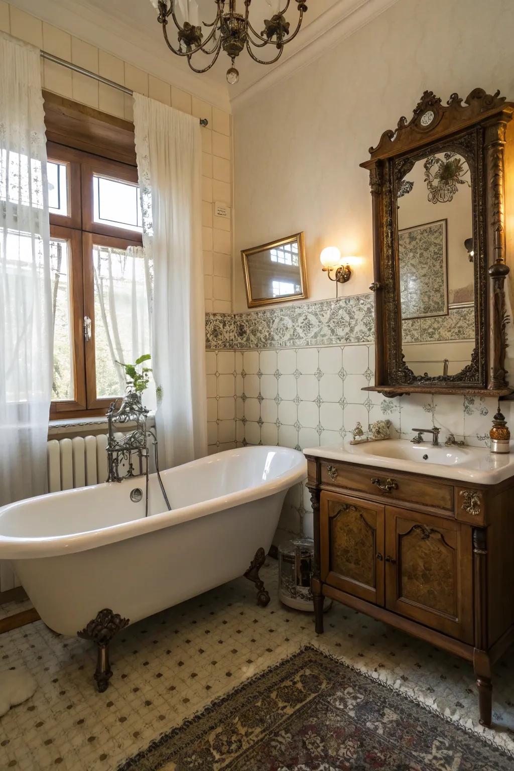 Vintage elements add charm and character to your bathroom.