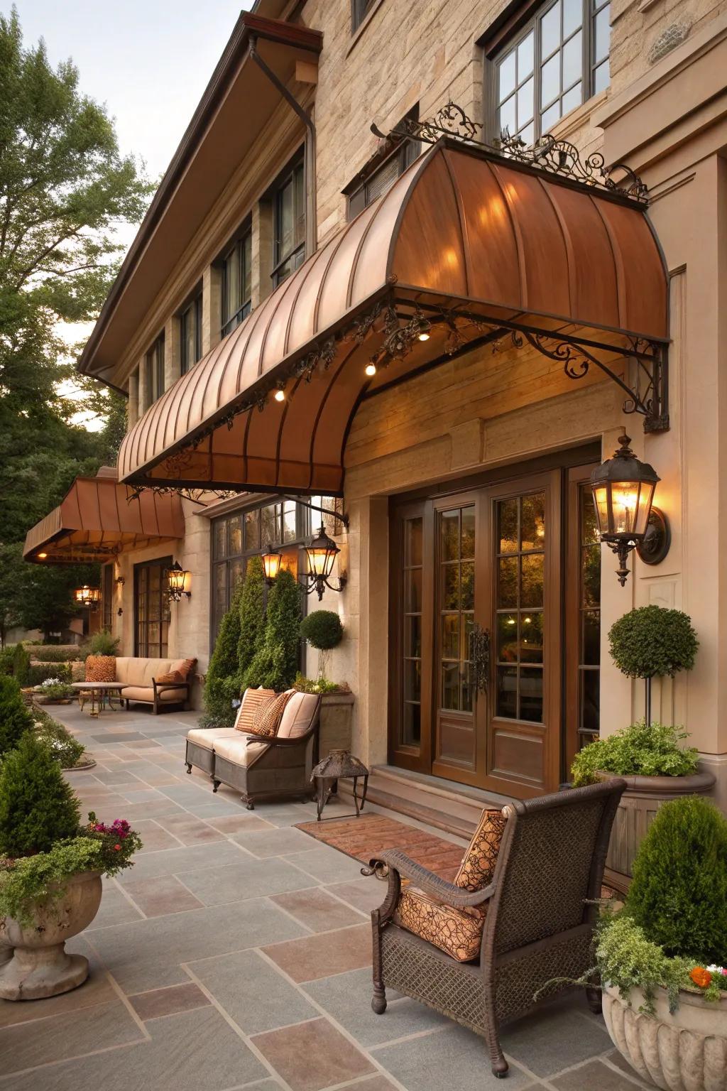 Achieve timeless elegance with a copper awning.