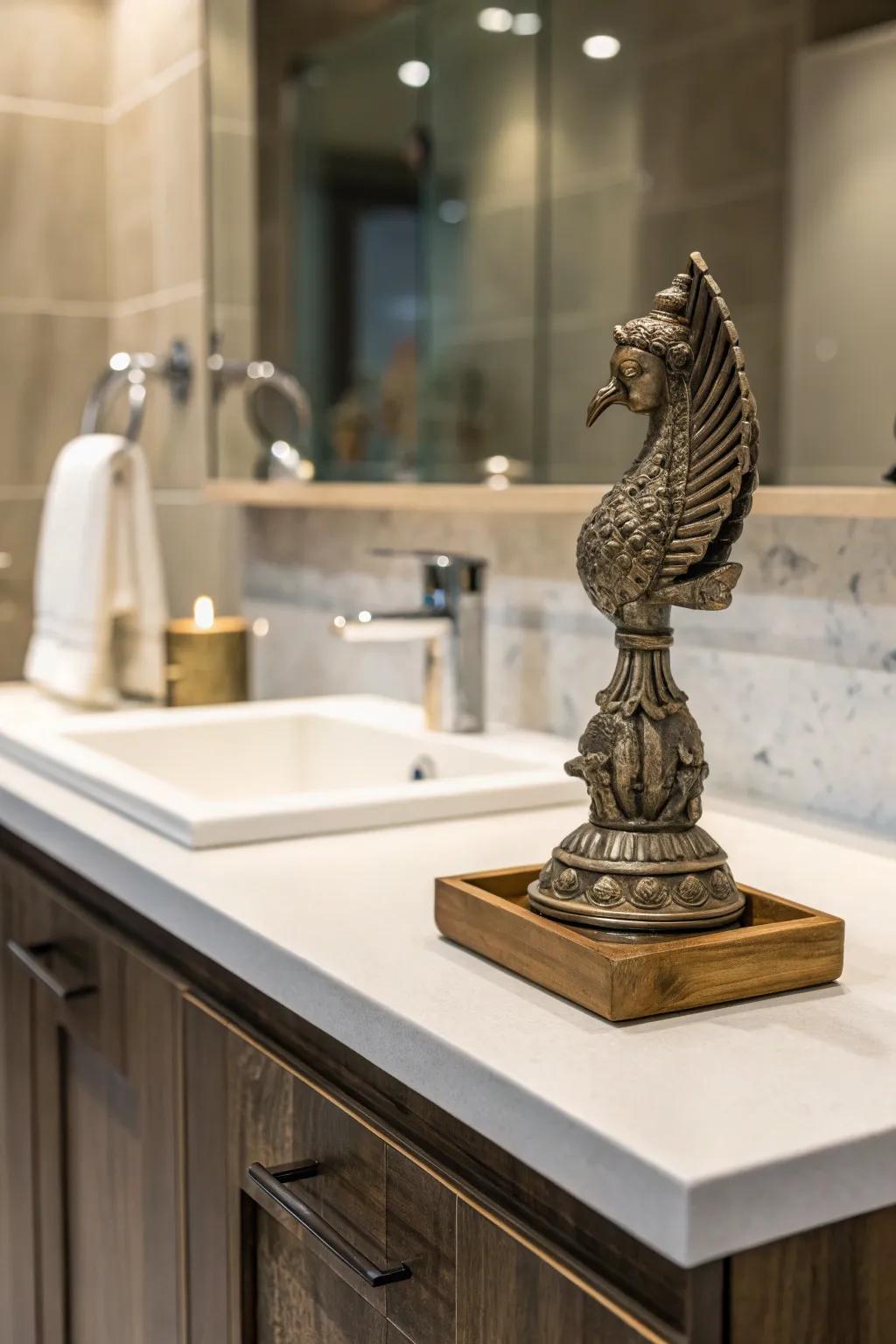 Unexpected artifacts bring intrigue and sophistication to your bathroom.