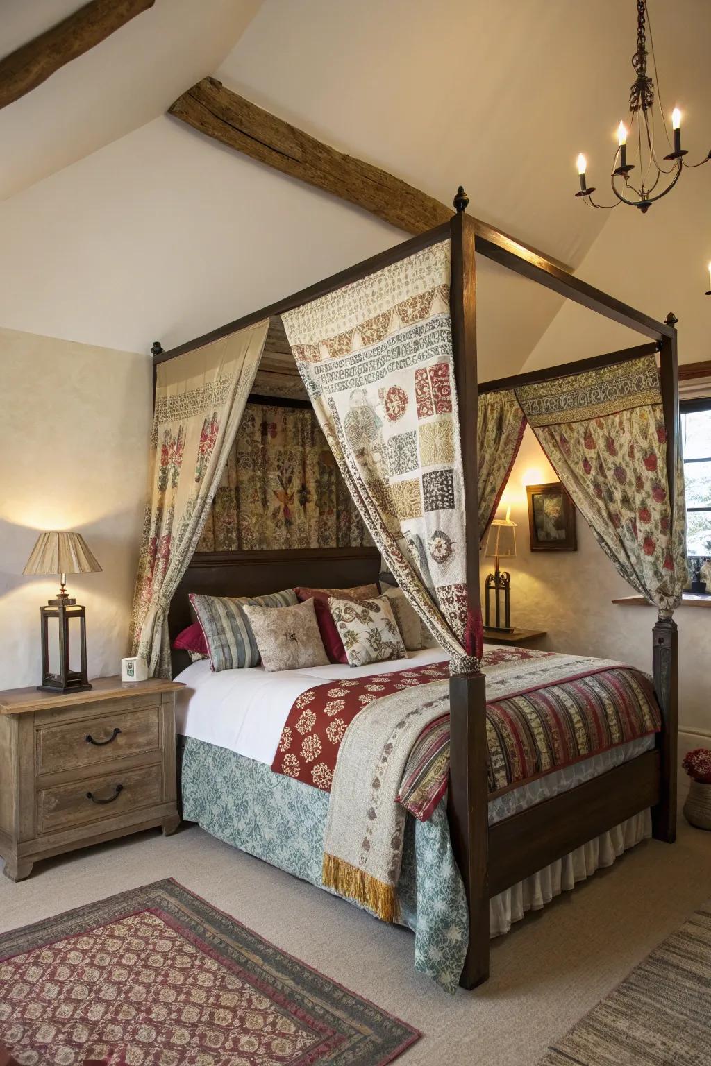 Patterns and textures merge to create a captivating canopy.