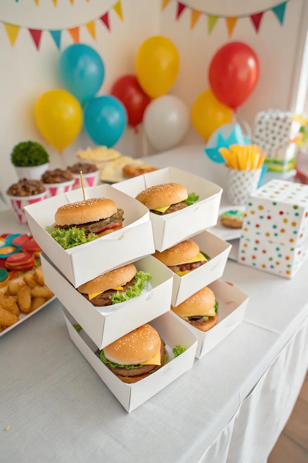 DIY burger boxes make for a thoughtful takeaway.