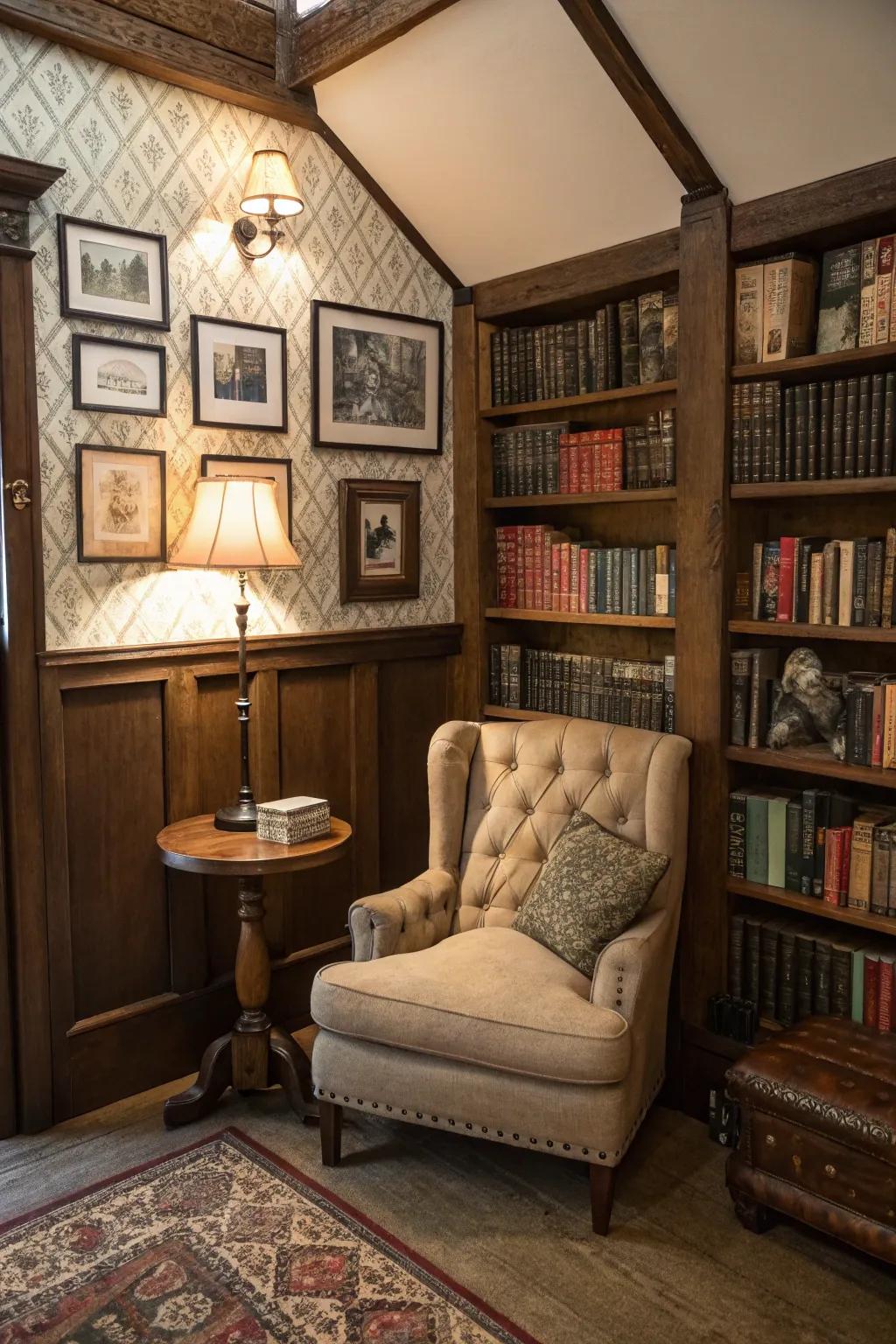 A vintage nook that takes you back in time with its nostalgic charm.