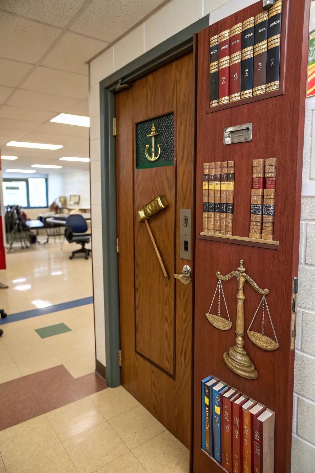 Advocate for justice with a law-themed career door.