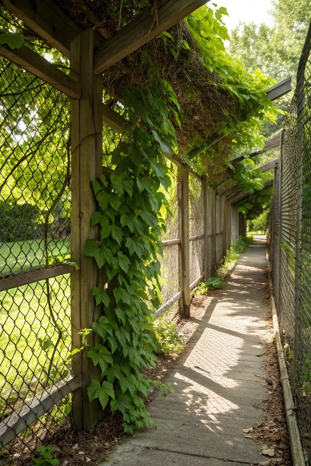 A vine-covered trellis can transform a simple fence into a garden masterpiece.