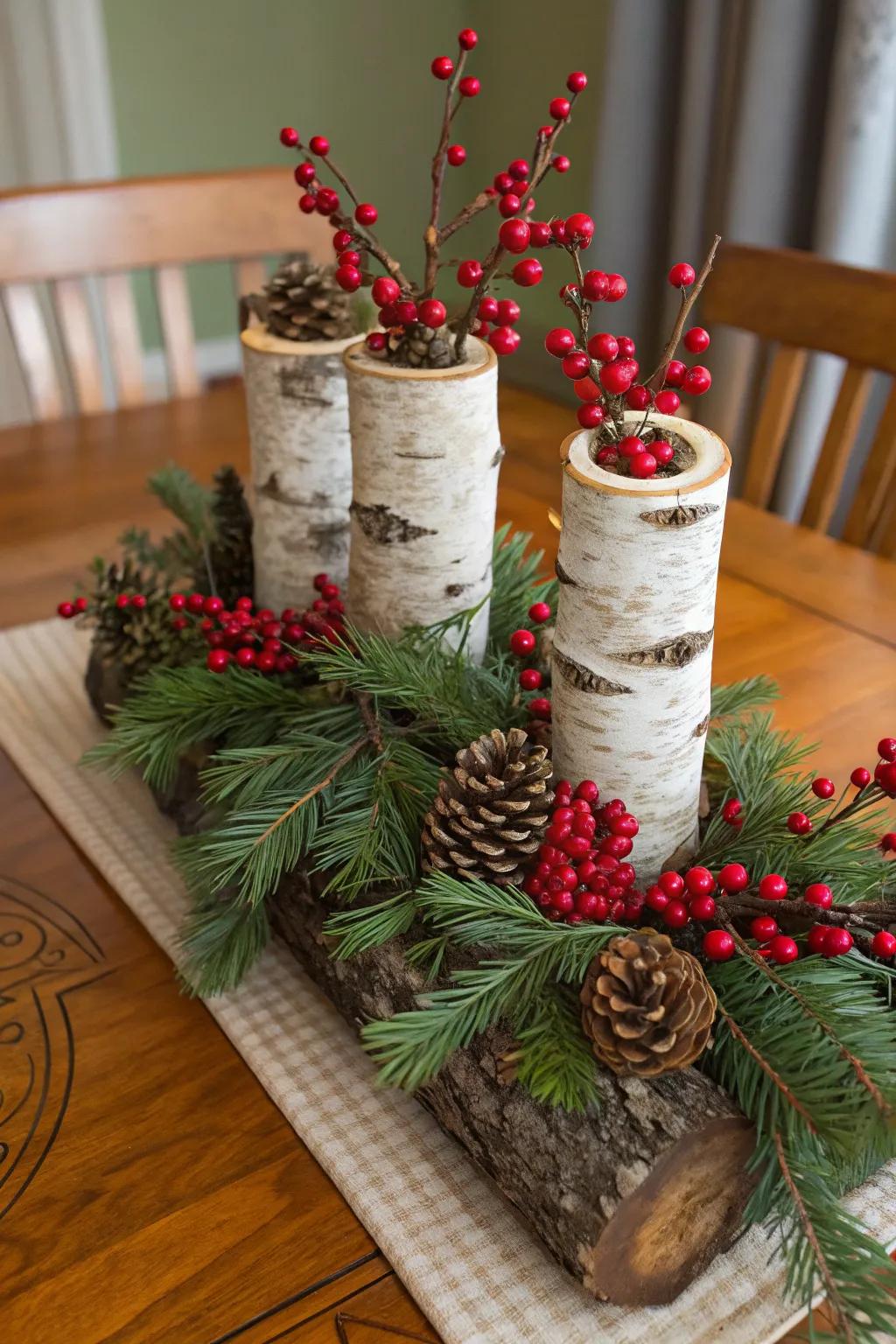 Birch and berries bring natural beauty to your holiday table.