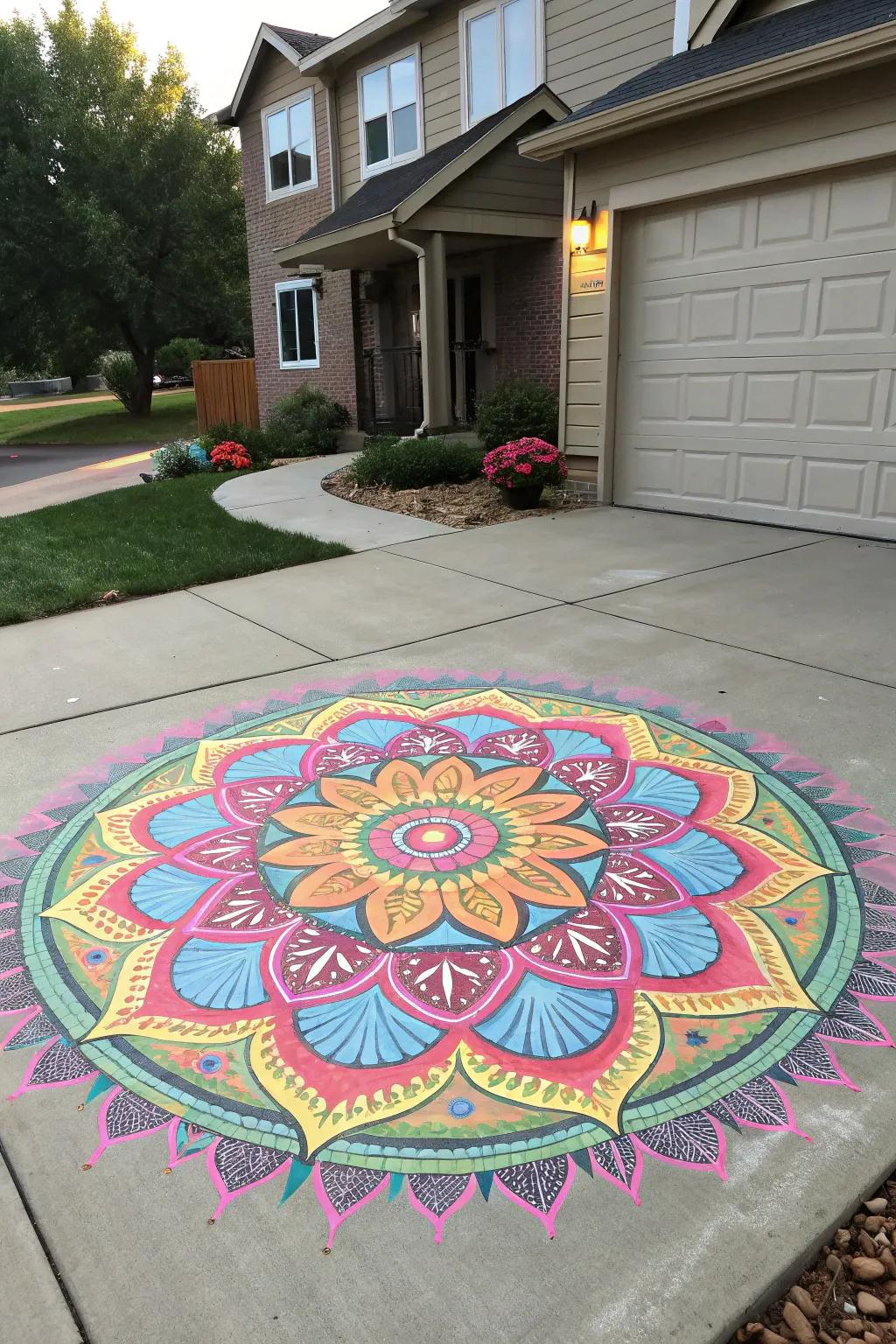 An artistic driveway that showcases creativity and personal style.