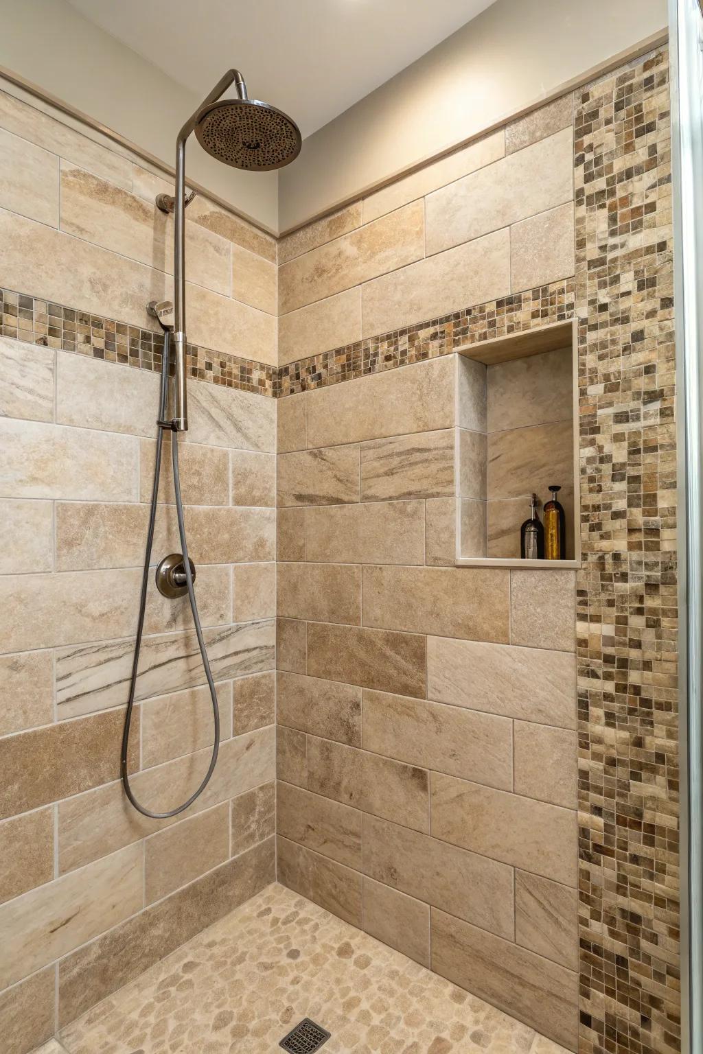 Eco-inspired tiles bring a sustainable and stylish touch to your shower.