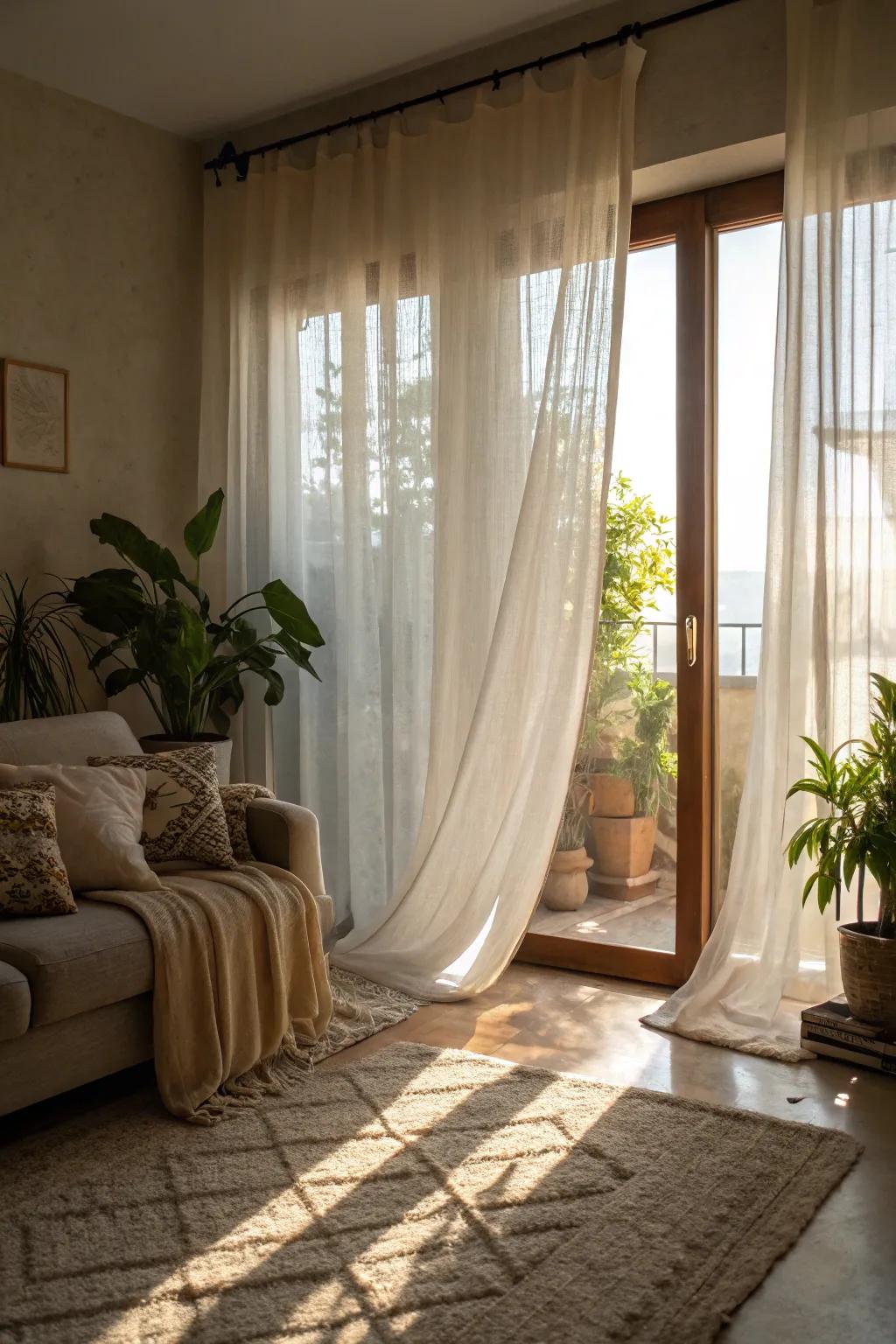 Sheer curtains add elegance and a touch of mystery.