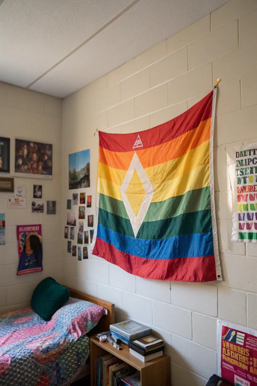 Flags and banners add color and personal flair to your dorm room.