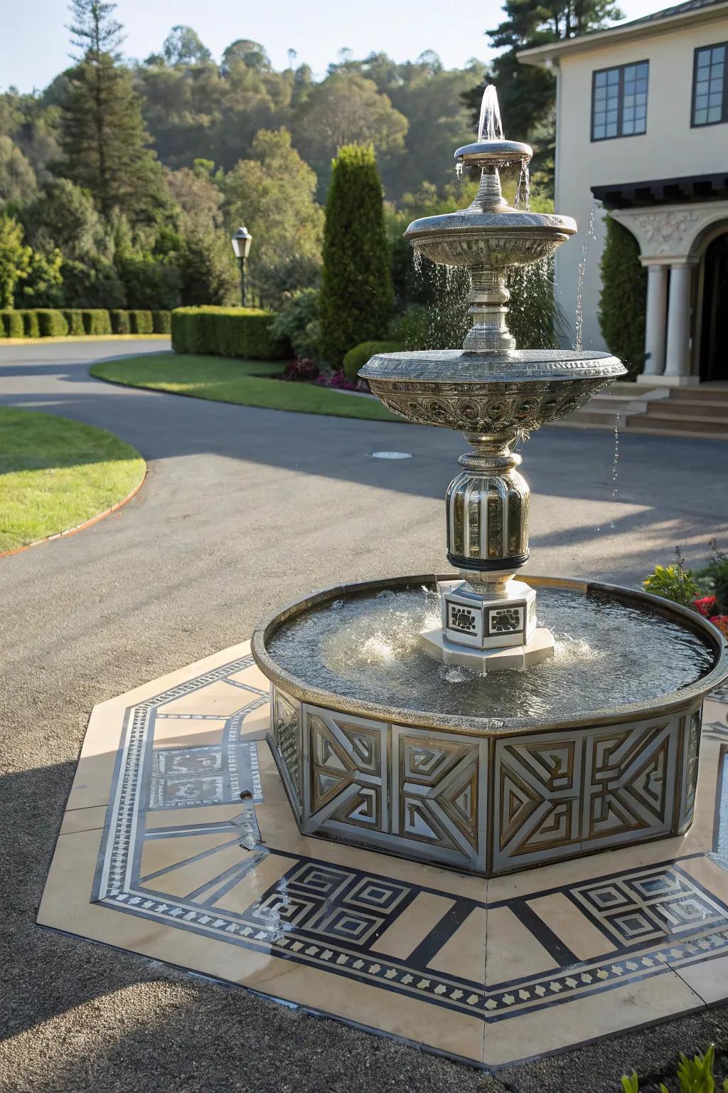 An Art Deco fountain brings vintage glamour to your space.