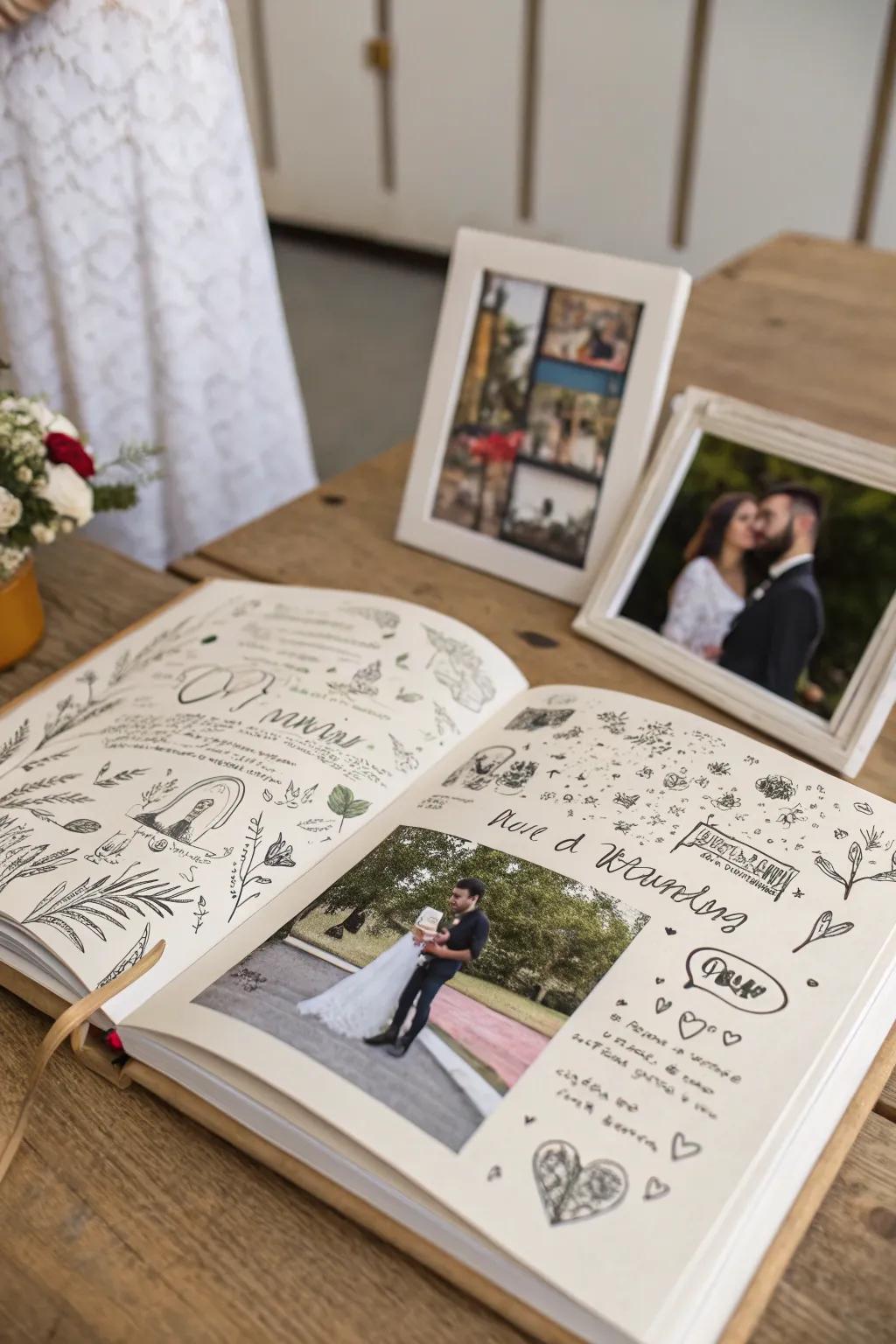 DIY artistry adds a personal touch to an engagement photo book.