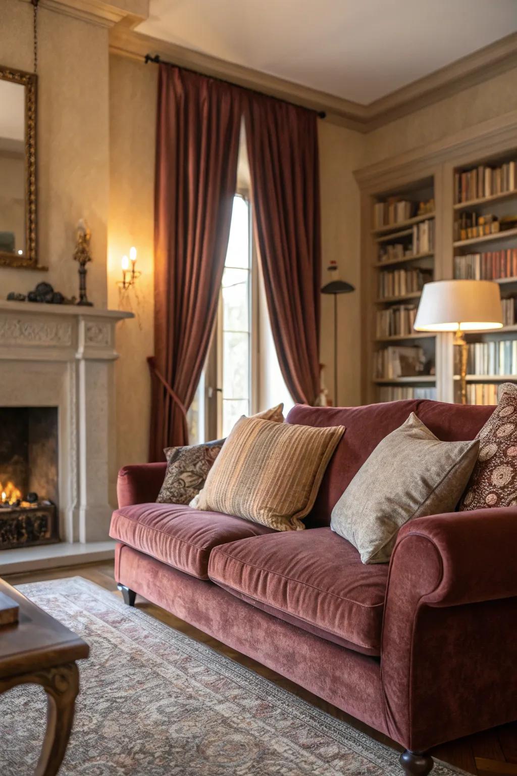 Sumptuous fabrics exude luxury and comfort.