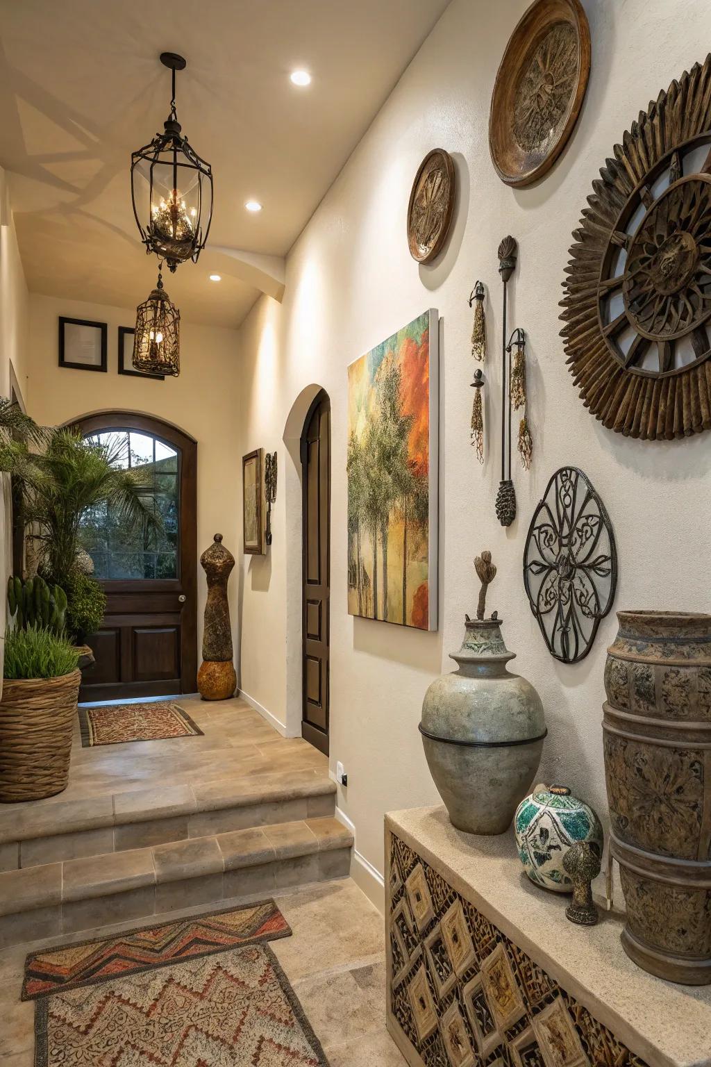 Wall decor adds visual interest and personal flair to your entryway.