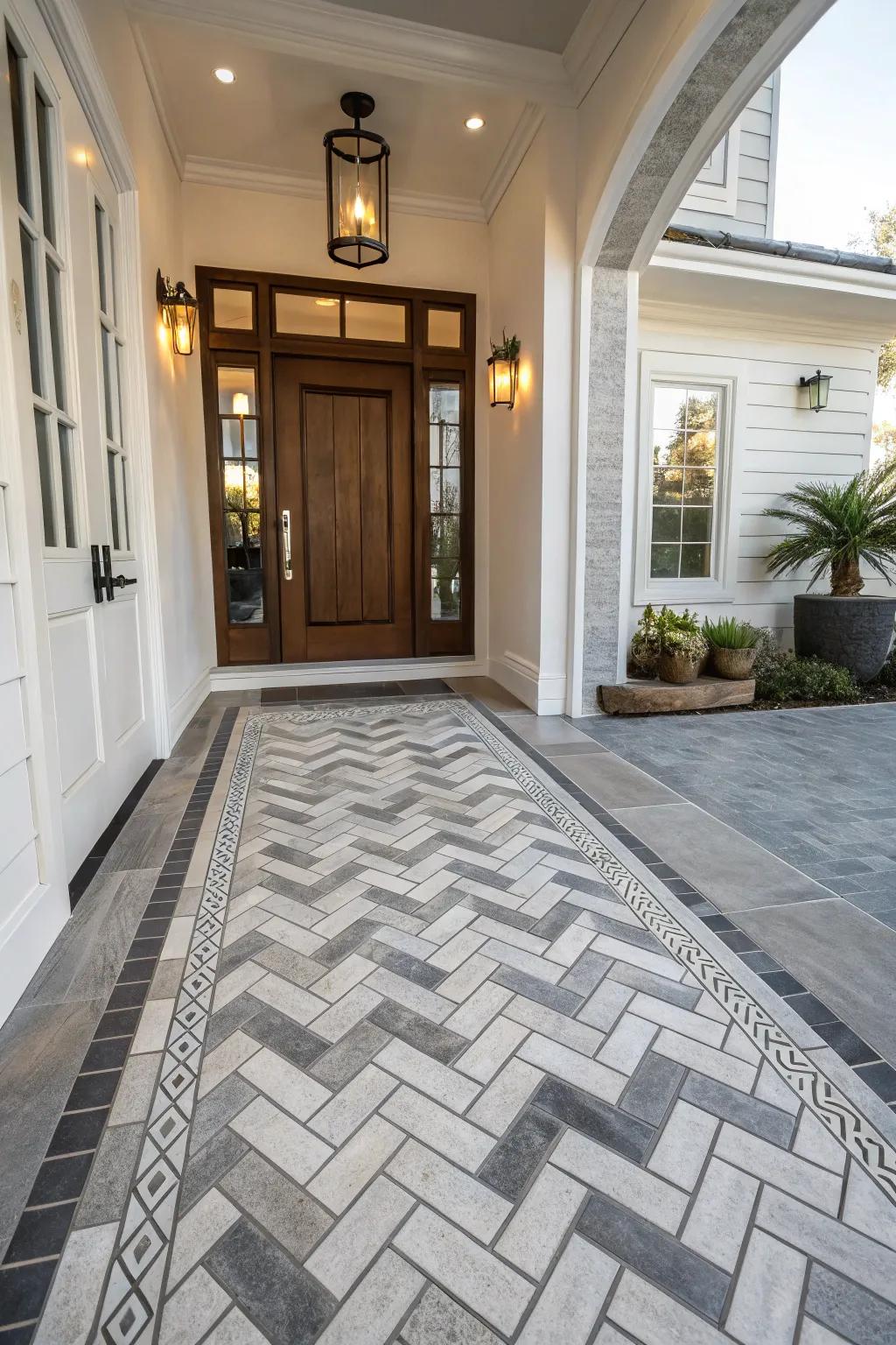 Herringbone patterns add dynamic interest.