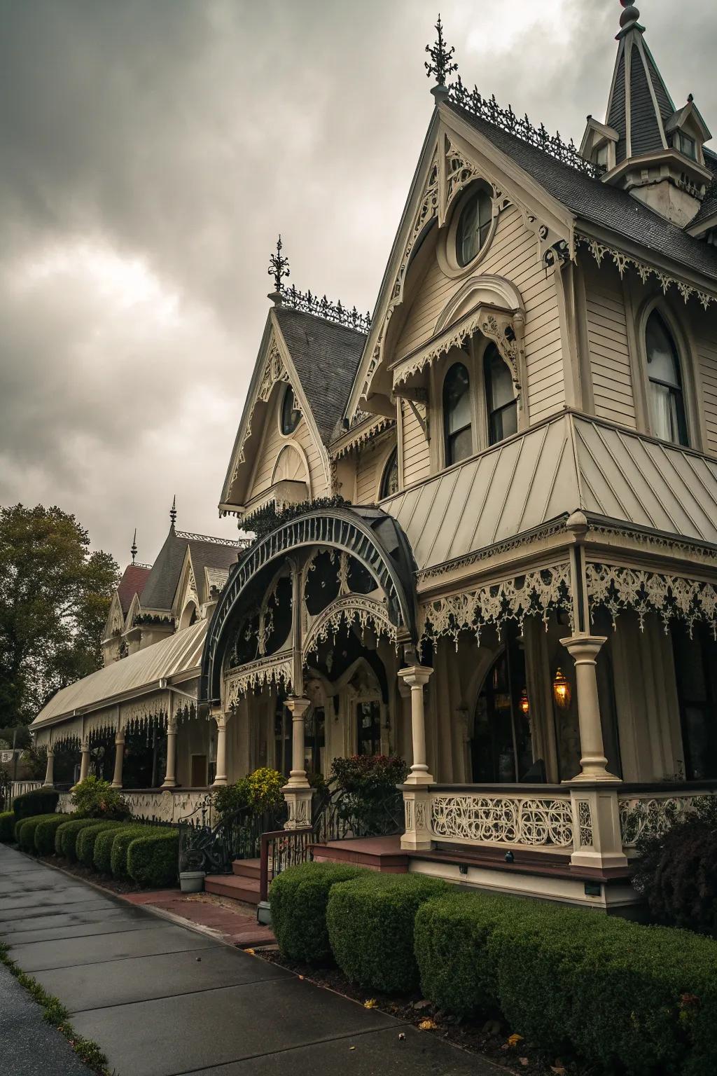 Gothic-inspired awnings add drama and elegance to any facade.