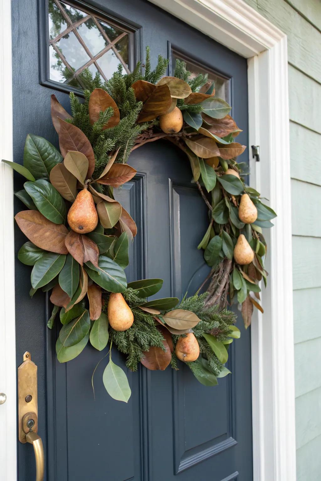 Magnolia leaves and pears add sophistication to your fall decor.