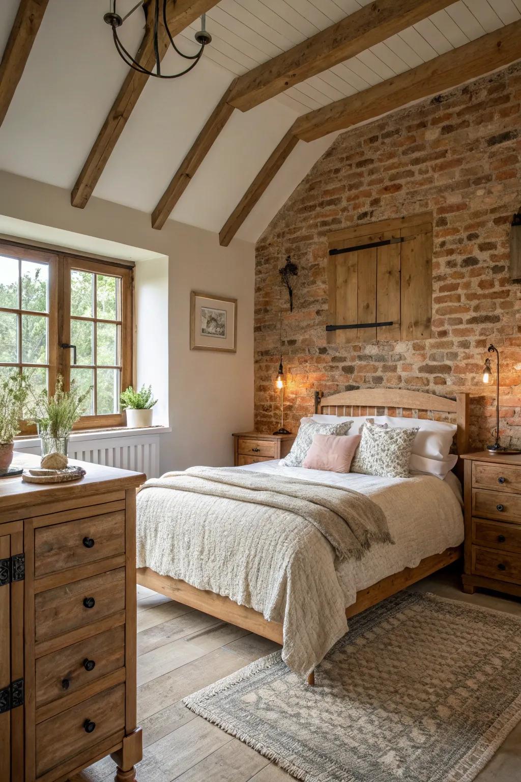 Brick walls add rustic texture.