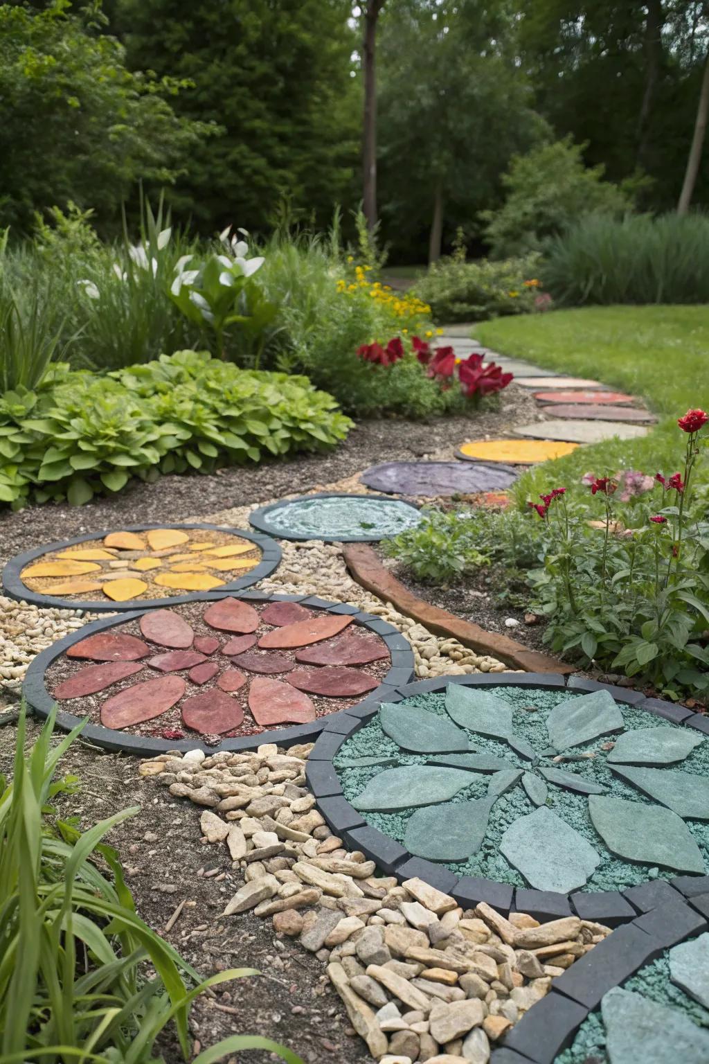 Transform your garden into an art gallery with creative slate chipping designs.