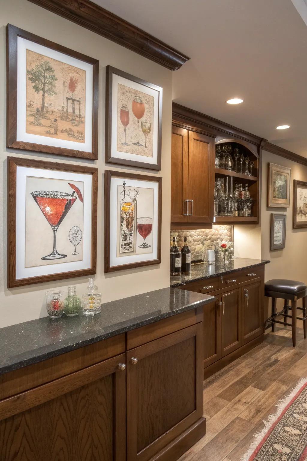 Transform your bar space with themed wall art.