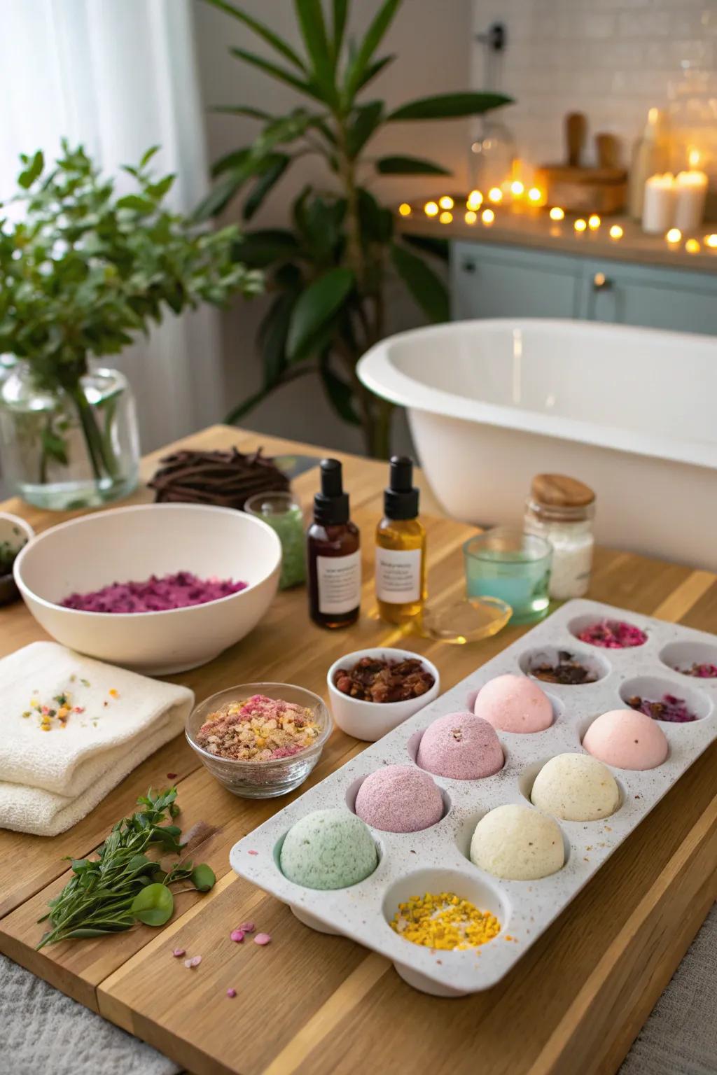 Create your own bath bombs for a fun take-home treat.