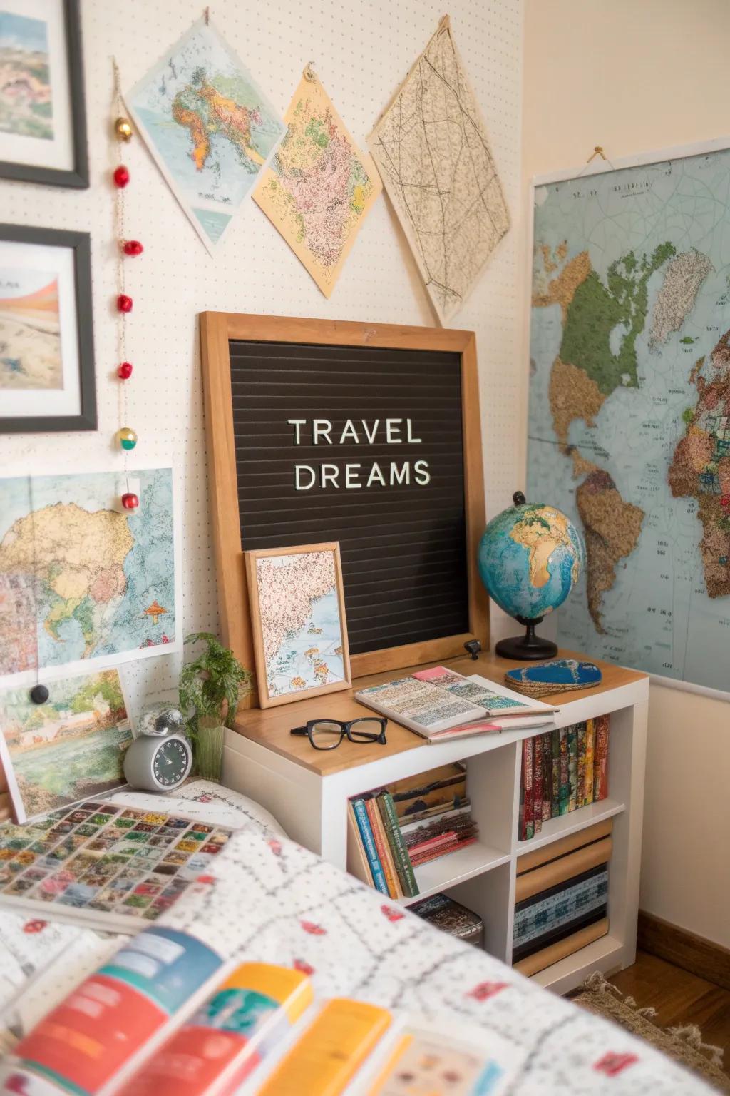 Fuel your wanderlust with travel-themed messages on your letter board.