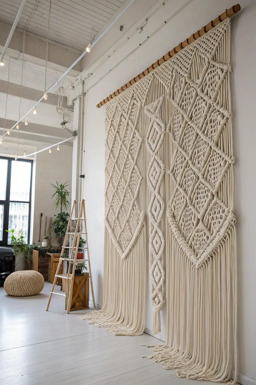 Macrame art installations making a bold statement.