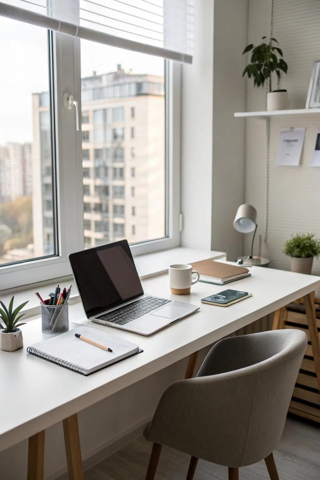 A minimalist desk helps maintain focus and clarity in your workspace.