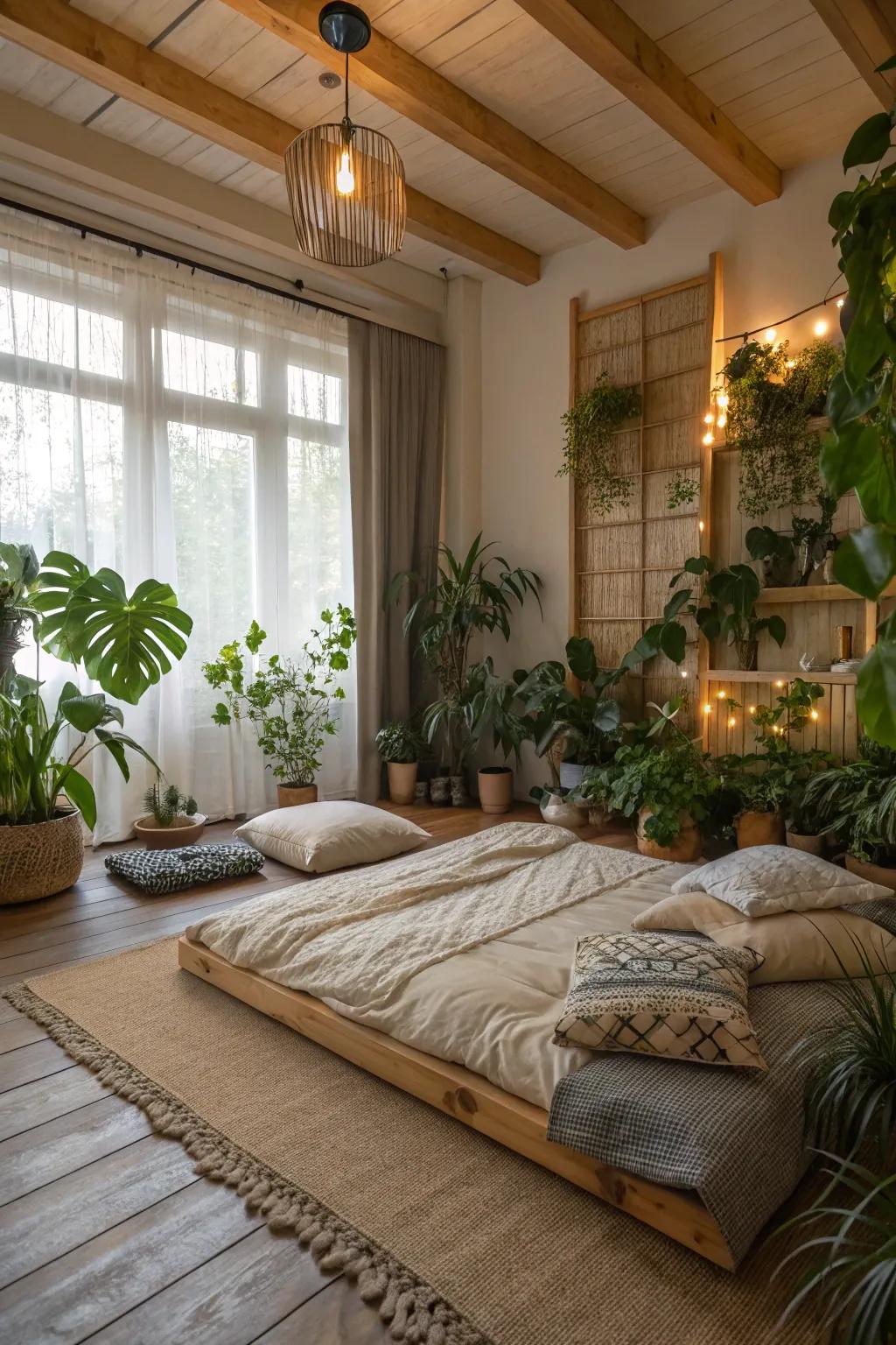 Plants introduce a refreshing and lively element to your bedroom.