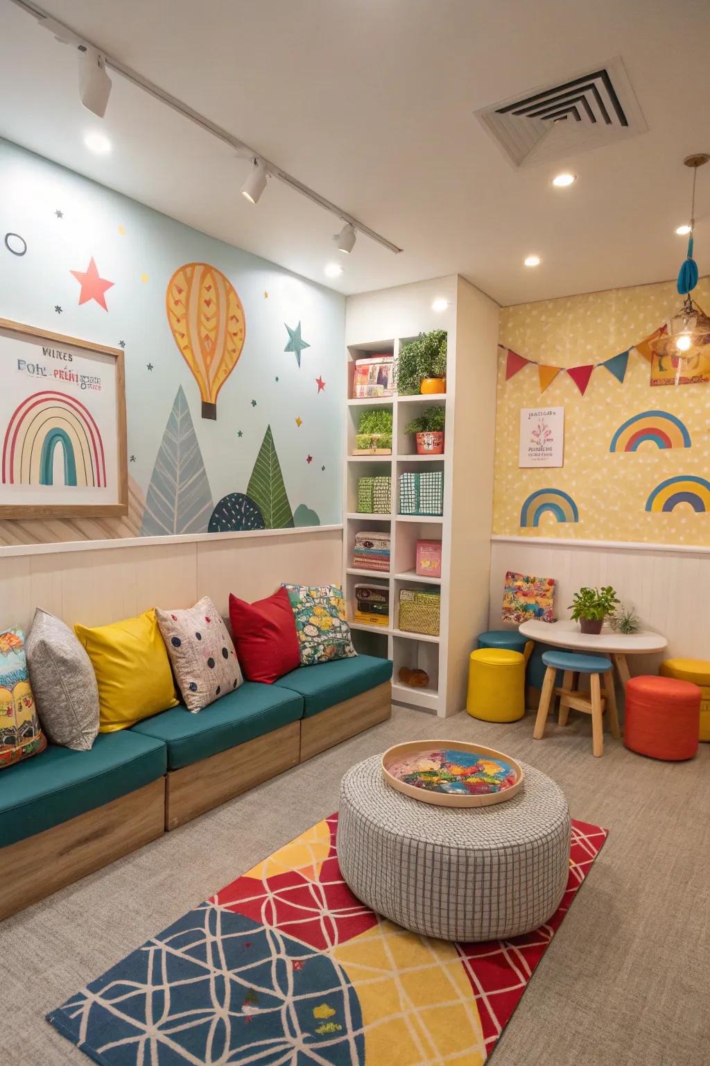 Create a joyful space for children to explore and imagine in a playful kids' nook.