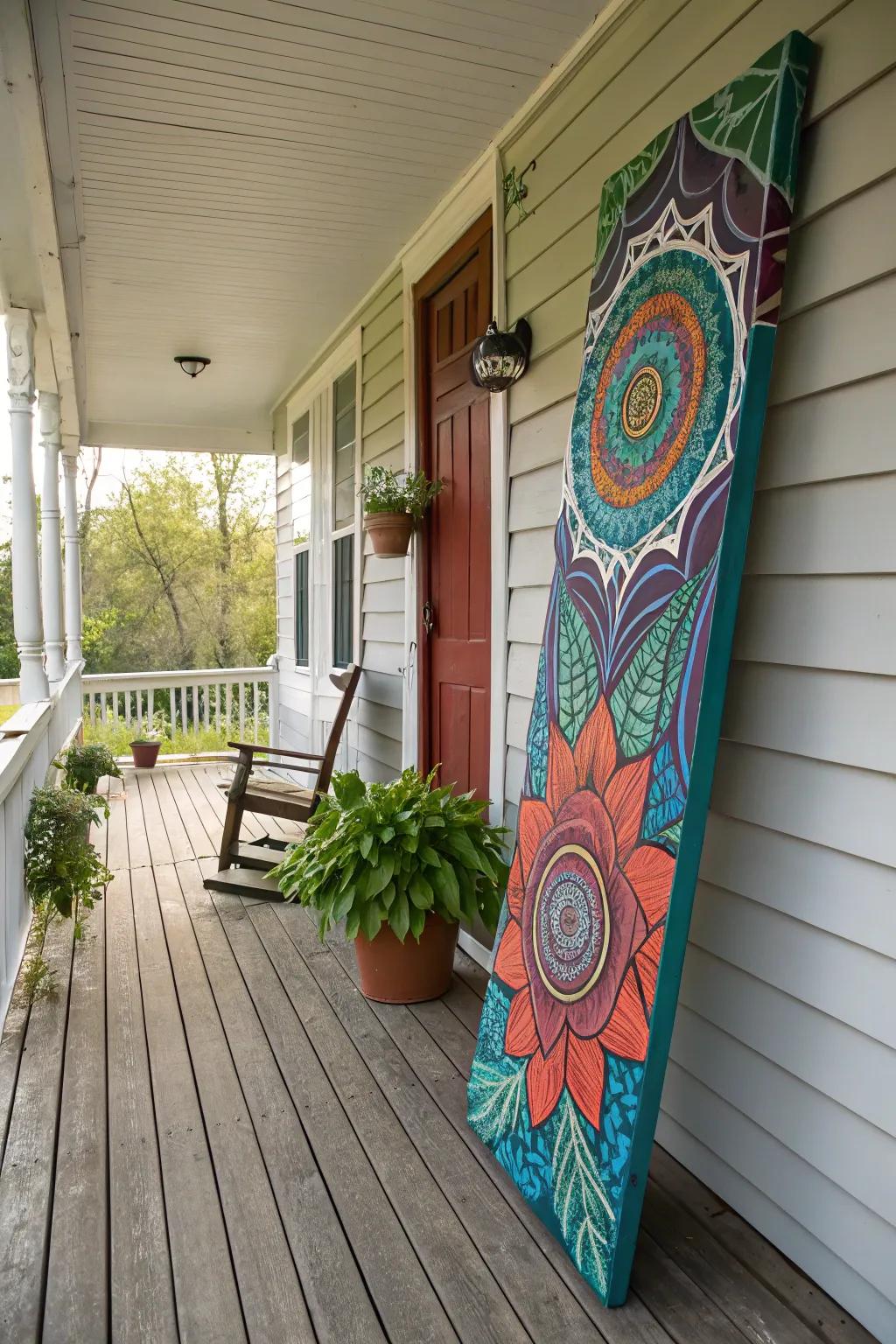 Unleash creativity with an artistic porch leaner.