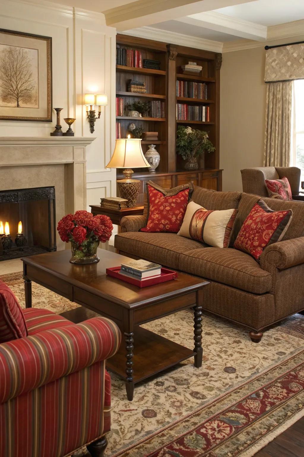 Strategic furniture arrangement maximizes coziness and invites conversation.